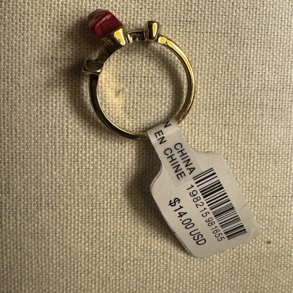 Free People Gold Ring with Red Stone - Picture 3 of 4